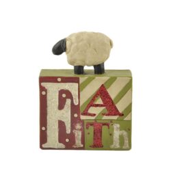 138-87889 Faith Square Block w/Sheep