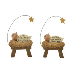 138-87924 S/2 'ONE BABY/BEST GIFT' BABY IN MANGER