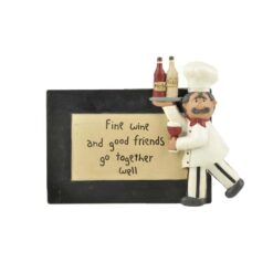 1388-88158 'FINE WINE' PLAQUE W/CHEF/WINE TRAY