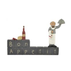 1388-88166 'BON APPETIT' BLOCKS W/WAITER/WINE