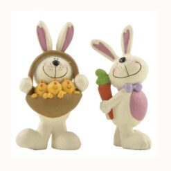 141-88352 S/2 BUNNIES HOLDING CARROT/BASKET