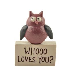 1412-89179 'WHOOO LOVES YOU' OWL ON BLOCK