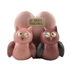 1412-89185 'SO HAPPY' OWL COUPLE W/HEART