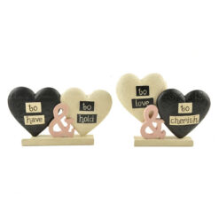 143-88589 S/2 'TO CHERISH/TO HAVE' HEARTS ON BASE