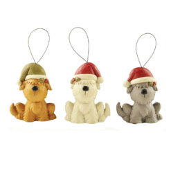 148-55029 ORN-S/3 DOGS W/HATS/MISTLETOE (M2)