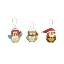 148-55044 ORN-S/3 MUTLICOLORED OWLS W/HATS (M2)