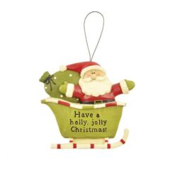 148-55046 ORN-HOLLY JOLLY SANTA IN SLEIGH (M4)