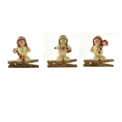 148-55053 CLIP-S/3 SNOWMEN W/CANDY CANES (M2)