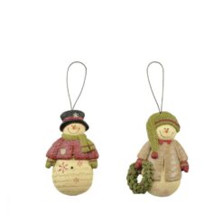 148-55063 ORN-S/2 SNOWMAN W/SWEATER/WREATH (M4)