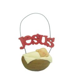 148-55093 ORN-JESUS W/BABY IN MANGER (M6)