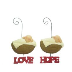 148-55094 ORN-S/2 LOVE/HOPE W/BABY IN MANGER