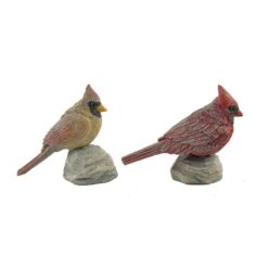 1488-89004 Set of 2 Cardinals On Stone