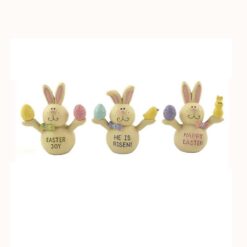 151-89253 S/3 JOY/RISEN/HAPPY EASTER BUNNIES W/EGGS