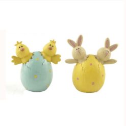 151-89254 S/2 CHICKS/BUNNIES IN CRACKED EGGS