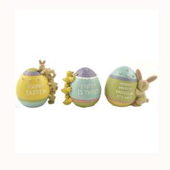 151-89258 S/3 JEWELED EASTER EGGS W/BUNNIES/CHICKS