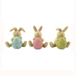 151-89260 S/3 SITTING BUNNIES W/JEWELED EASTER EGGS
