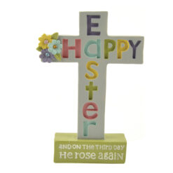 151-89262 HAPPY EASTER CROSS W/ FLOWER ON BASE
