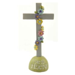 151-89265 HE IS RISEN' W/JEWELED FLORAL CROSS