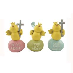 151-89266 S/3 RISEN/PROMISE/GIFT EGGS W/CHICKS/CROSS