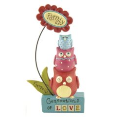 151-89271 3 OWLS/ FLOWERS ON BASE