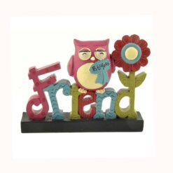 151-89276 OWL W/ FLOWER ON "FRIEND" PLAQUE