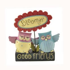 151-89278 2 OWLS W/ SUNFLOWER ON BASE