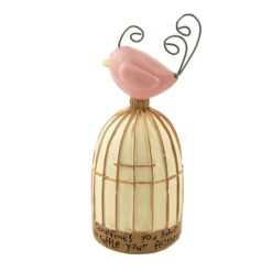 151-89357 'RUFFLE YOUR FEATHERS' PINK BIRD ON CAGE