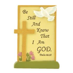 1511-10116 'BE STILL' PLAQUE W/CROSS/DOVE (M4)