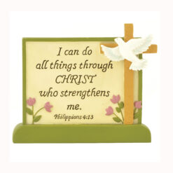 1511-10118 'THRU CHRIST' PLAQUE W/CROSS/DOVE