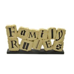 153-89754 'FAMILY RULES' BLOCKS ON BASE