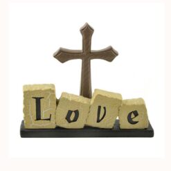 153-89755 'LOVE' BLOCKS W/CROSS ON BASE