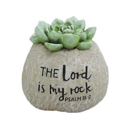 191-11717 LORD IS MY ROCK BOULDER WITH SUCCULENT