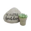 191-11719  2.75" rock with green succulent planter-BE A LITTLE boulder