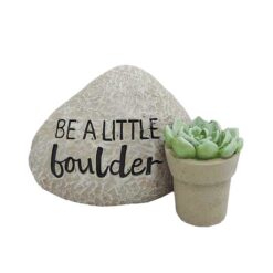 191-11719  2.75" rock with green succulent planter-BE A LITTLE boulder