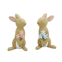 191-12019 S/2 BUNNIES HOLDING FLOWERS