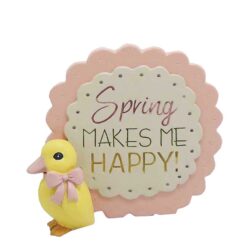 191-12022 "spring makes me happy" plaque w/ duck