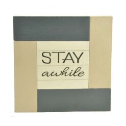 191-12112 Stay a while square candle holder plate