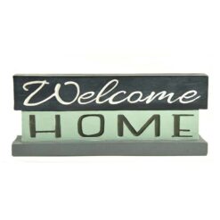 191-12122 Welcome home block on wood base