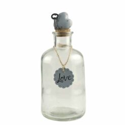 191-12129 glass jar with resin topper and pendant-Love