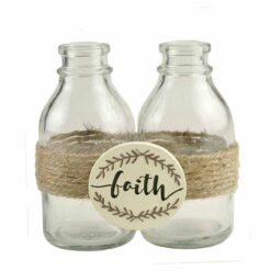 191-12167 2 BOTTLES WRAPPED WITH JUTE  WITH "FAITH" TAG