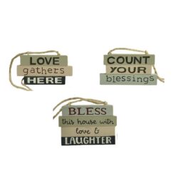 191-12227 S/3 word on three board orn w jute