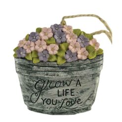191-12330 Flowers and Tin Bucket Orn with 24" jute
