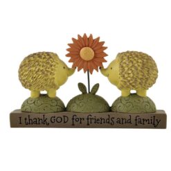 1566-89765 'THANK GOD' HEDGEHOGS W/FLOWER