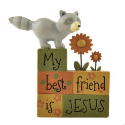 1566-89767 'BEST FRIEND JESUS' BLOCKS W/RACCOON