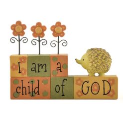 1566-89768 'CHILD OF GOD' STACKED BLOCKS W/HEDGEHOG
