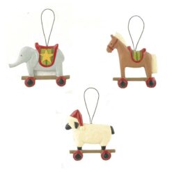 158-51615 Ornament-S/3 ELEPHANT/SHEEP/HORSE