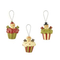 158-51619 Ornament-S/3 SNOWMAN IN CUPCAKES (M2)