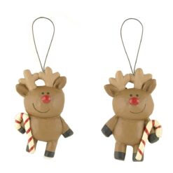 158-51627 Ornament-S/2 DEER W/CANDY CANES 
