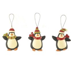 158-51635 PENGUIN-SCARF 4" 3X RSN Ornament