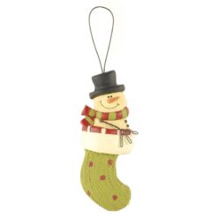 158-51637 Ornament-SNOWMAN IN GREEN STOCKING 